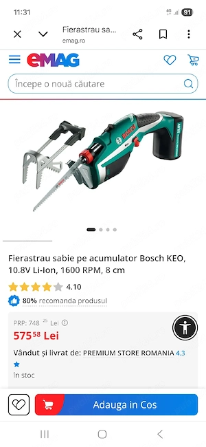Vand fierastrau sabie pe acumulator