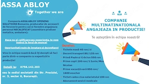 Companie multinationala angajează personal NECALIFICAT (asamblare produse metalice, ambalare).