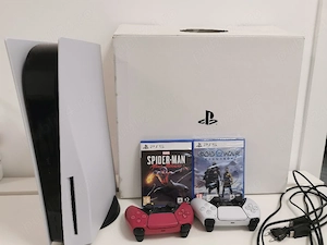 PS5 1TB Disk Edition + 2 controllere + God of War + Spider-Man   pachet complet