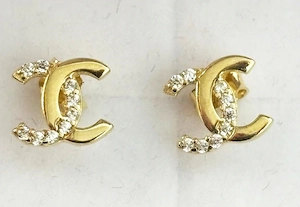 cercei din aur galben model Chanel