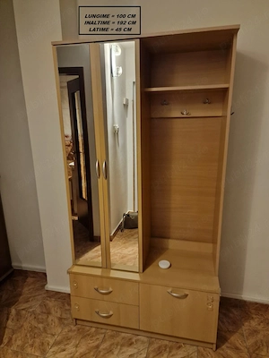 Cuier hol cu oglindă și pantofar - 100 x 192 cm