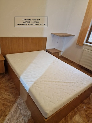 Set Complet Dormitor: Pat 205x145 cm + Saltea + 2 Noptiere