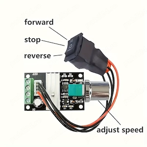 Controller motor DC 6V 12V 24V 3A   Variator PWM cu buton schimbare sens, regulator voltaj - imagine 3