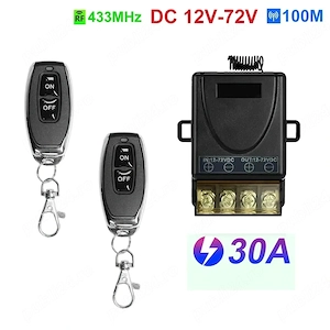 Releu cu Telecomandă 12V 60V 30A   Comutator 12v 24V cu 2 Telecomenzi RF 433MHz - imagine 3