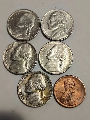 Șase . monede vechi   1944.  quarter dollar - LIBERTY In Cod We Trus