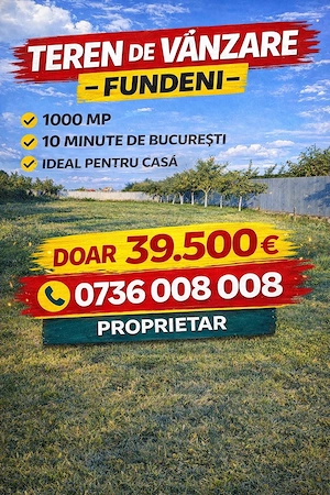 Oportunitate! Teren 1000 mp în Fundeni, aproape de București