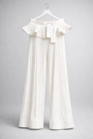 Pantaloni plisați voal albi Nissa   noi cu etichetă, mărimea 36