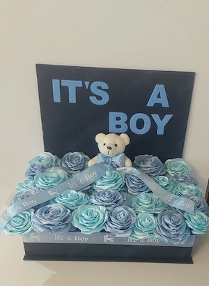 Cadou  decor floral botez băiețel  - imagine 2