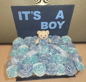 Cadou  decor floral botez băiețel  - imagine 3