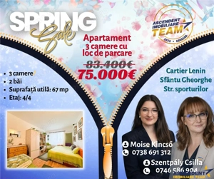 FILM TUR 3D!! Apartament cu 3 camere luminos, loc parcare, zona Lenin, Sfantu Gheorghe