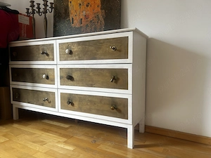 comoda vintaje alb - auriu