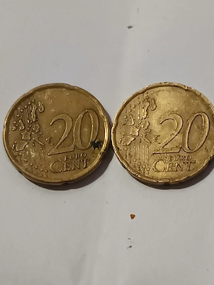 Două monezi  vechi euro20 centi 1999