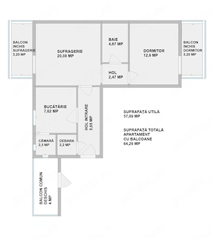 Închiriez apartament 2 camere  centrala proprie