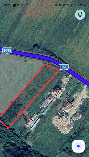 Teren de vănzare pt. construcție  47,4 ari Front stradal de 32,24 m Apă Canalizare Curent Electric