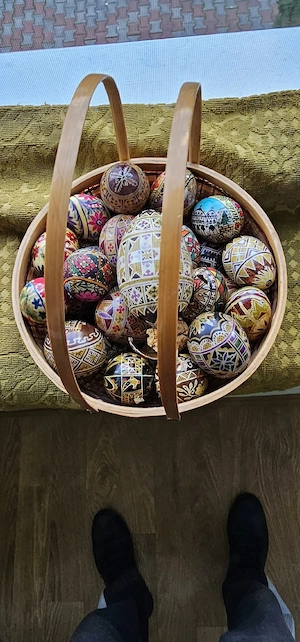 Vand un cos din bambus cu manere cu 23 oua.