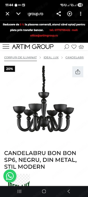Candelabru BON BON SP6, Negru,din metal, Stil modern - imagine 2