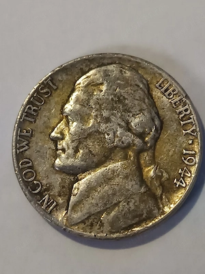 Moneda veche de 82 de ani . de 5 cenți  SUA 1944 - imagine 2