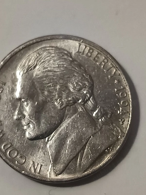 Două monede de colecție 1994-1995de 5 cenți din Statele Unite, SUA cunoscută sub numele de "Jefferso