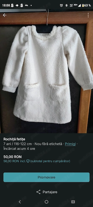 Rochita fetite cu buzunare  - imagine 4