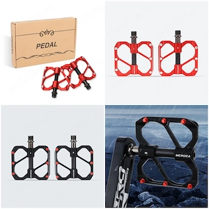 Pedale ultrausoare Meroca 3 Rulmenți aliaj aluminiu și fibră carbon late antiderapante cursiera mtb - imagine 7