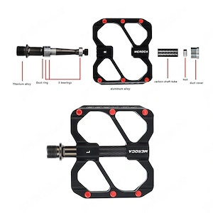Pedale ultrausoare Meroca 3 Rulmenți aliaj aluminiu și fibră carbon late antiderapante cursiera mtb - imagine 5
