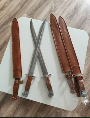 Maceta Vânătoare 50cm Baioneta Vânătoare Ak47 + Teaca Piele  - imagine 2