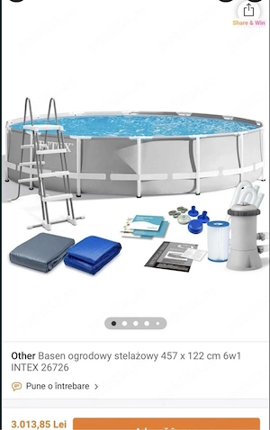 Vând piscină supraterană Intex 26726NP   457 x 122 cm
