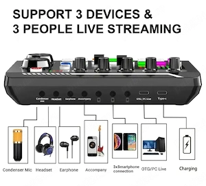 Placa de sunet externa cu efecte de sunet si receiver Bluetooth , Consola DJ  - imagine 2