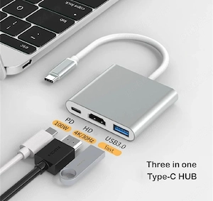 Adaptor Type C la HDMI Usb 3in1 Hub Laptop Macbook Android