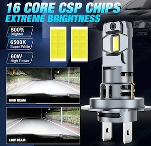 Becuri H7 Led Set 2 Buc Becuri H7 6500k lumina alba 500% - imagine 2