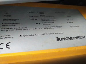 Stivuitor Jungheinrich 48V in stare f buna , incarcator si bidon baterie originale , ISCIR - imagine 10