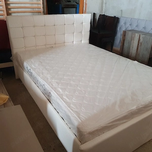 Pat dormitor tapițat piele 1.40m 2m+saltea  - imagine 3