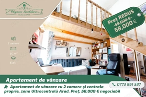 Apartament cu 2 camere si centrală proprie, zona Ultracentrală, Arad