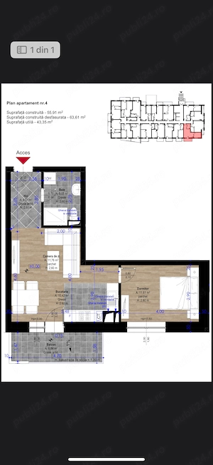 Vând apartament in stadiu de proiect