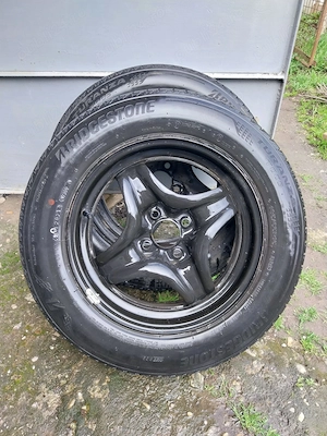 4 Jante cu cauciucuri vara 185 65 R15 bridgestone 2021 dacia logan sandero cu senzori