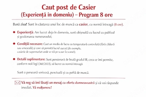 caut loc de munca 4 sau 8 ore casier - imagine 2
