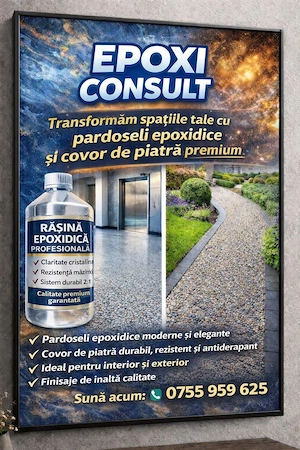 Pardosea din rășină epoxidica și covor de piatra