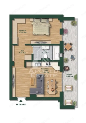 Apartament cu 2 camere de vanzare, open-space, Zona Torontalului - imagine 4
