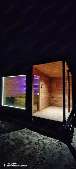 Sauna Smart,6-8 persoane  Wifi, Bluetooth. Ventilație  Grosimea pereților 10cm. Izolație vată bazalt