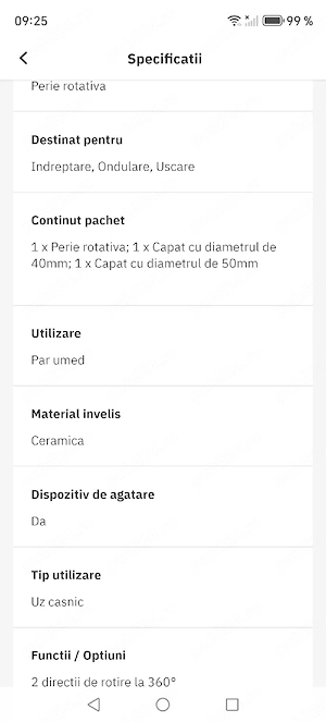 Perie cu Aer  Cald și rece  rotativa