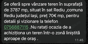 Teren intravilan 3787 mp de vânzare în sat Rediu, comuna Rediu, jud Iași 