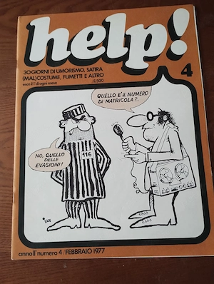 204. Revista Help nr 4, februarie 1977, umor scris si caricaturi, Italia