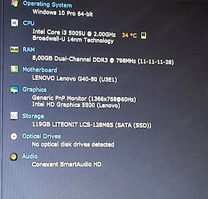 Vand laptop Lenovo--Intel i3-5005U--SSD 120 GB--8GB RAM--Baterie 5 ore