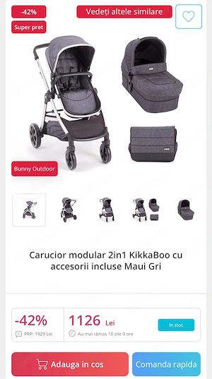 Cărucior bebe Kikkaboo 2in1 - imagine 4