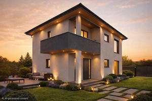 Casa moderna cu asfalt si utilitati.