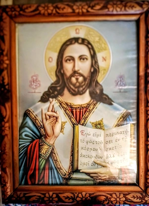 Icoana veche cu rama de lemn 