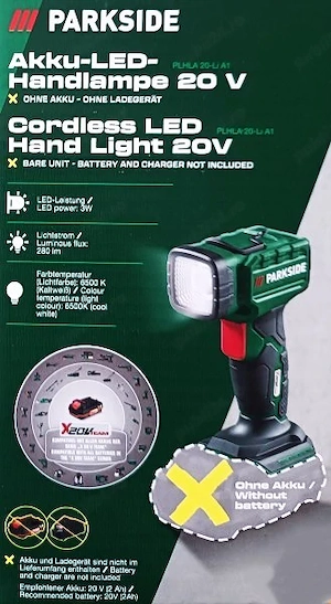 Lampa - Lanterna cu led parkside fara acumulator si fara incarcator