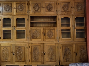 Mobilă living din lemn masiv de stejar   sculptată manual - imagine 2