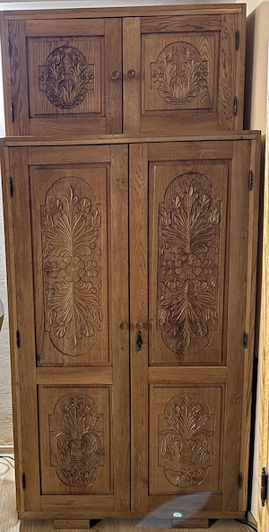 Mobilă living din lemn masiv de stejar   sculptată manual - imagine 3