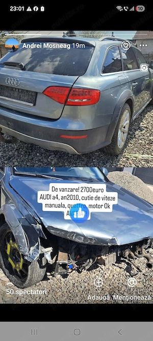 Vând Audi a4 allroad avariat